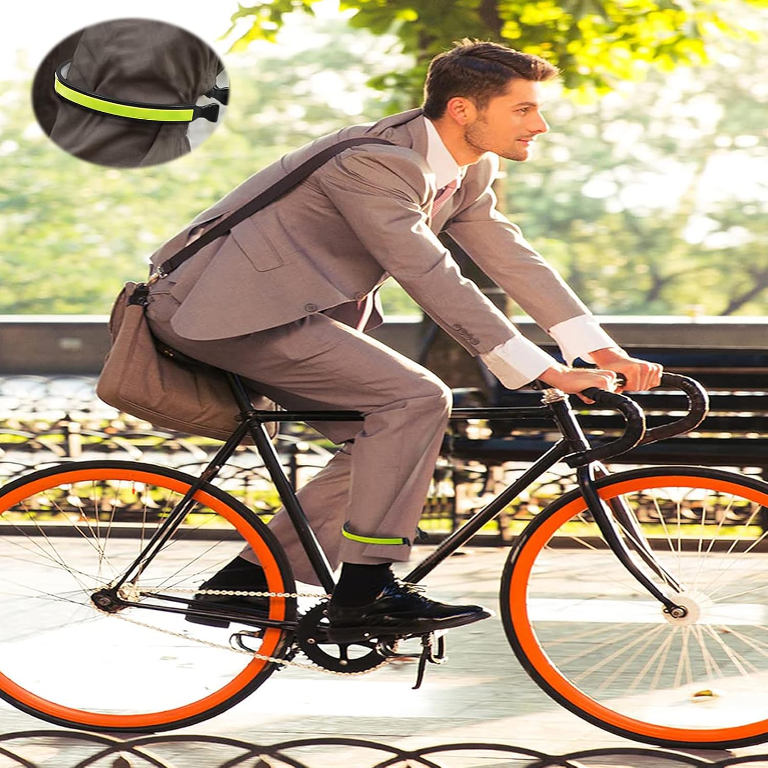 Pack of 4 Bicycle Trousers Clips and 2 Trousers Clips for Cyclists, Bicycle Trousers Clip, Reflective Band for Cycling Jogging, Trouser Protection Bicycle for Men Women (Green, Black) image number 5