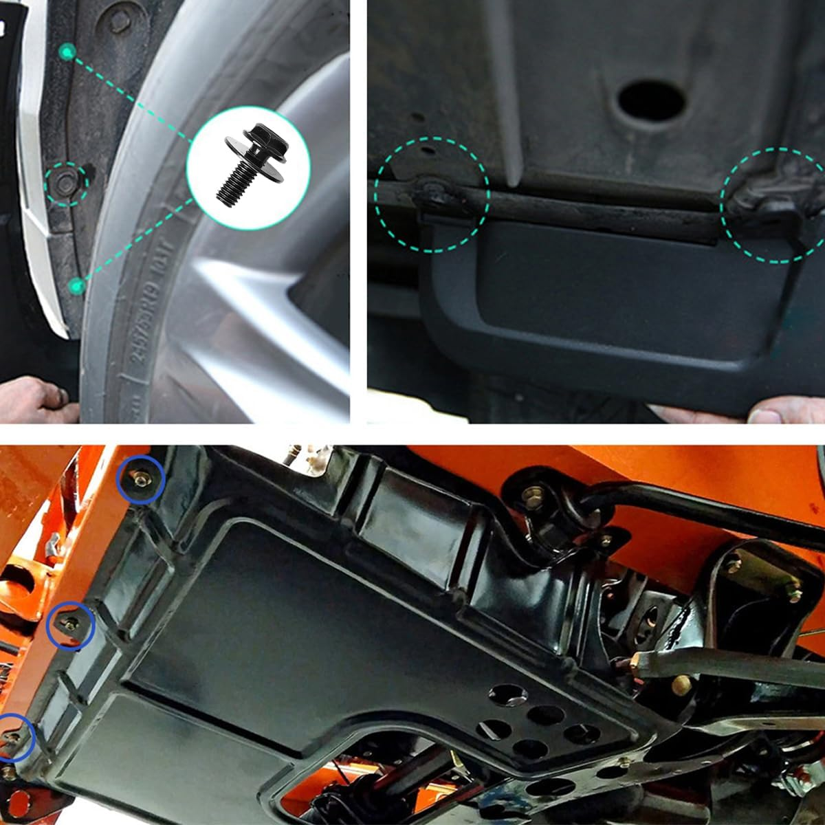 35PCS Engine under Cover Splash Shield Guard Body Bolts, Bumper Fender Liner Push Retainer Fastener Rivet Clips, Universal Extruded U-Nuts Kit, Compatible with Infiniti G35 G37 EX35 FX35 FX45 (35) image number 3