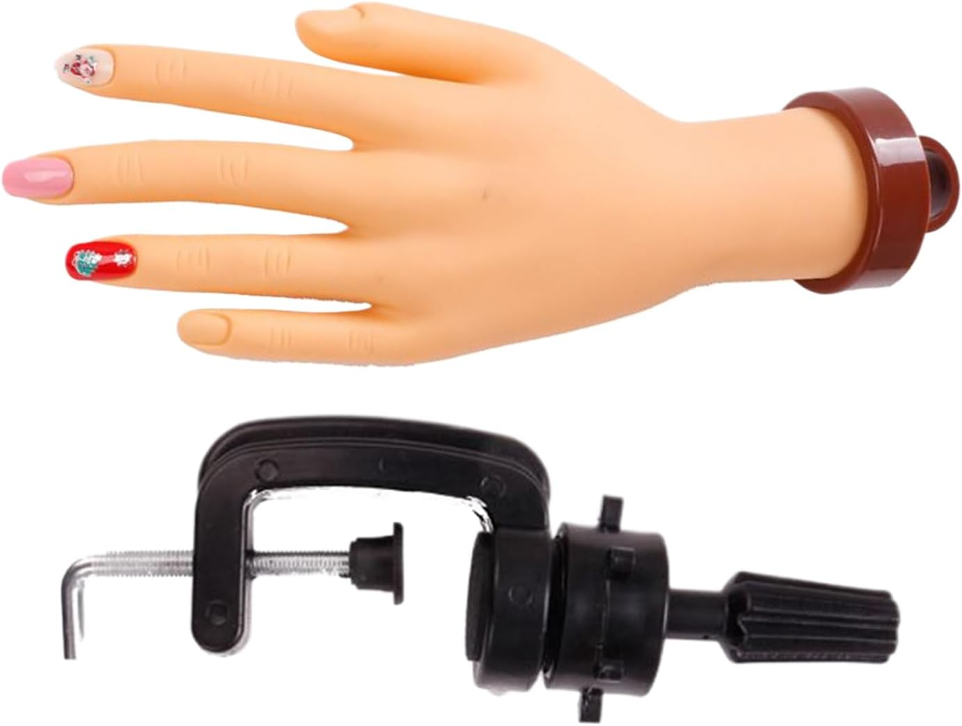 Ruhnjyg Practice Nail Fake Hand,Bendable Nail Practice Fake Hand with Holder - Manicure Training Realistic Model for Beauty Salon Artists Teaching Beginners image number 5