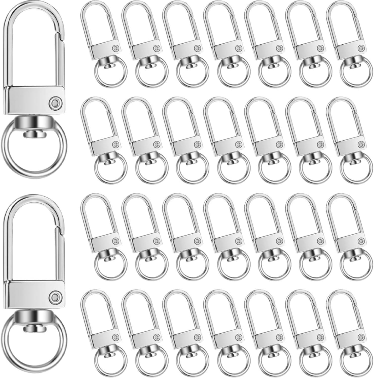 30Pcs Metal Lobster Claw Clasps,360&deg;Swivel Hooks for Lanyards Swivel Key Chains Rings Connector Swivel Lanyard Snap Hook for Handbags DIY Crafts (Silver) image number 4