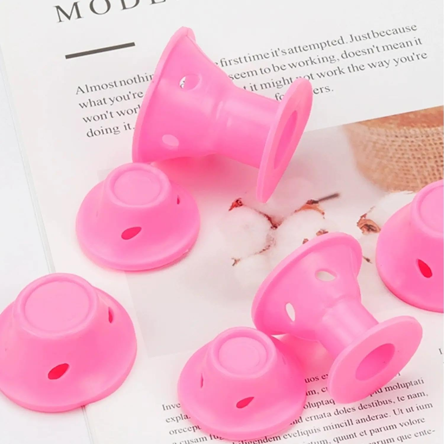 10PCS Magic Hair Rollers & Heatless Hair Curlers for Overnight Curls - No Heat Silk Hair Rollers for Women & Girls | Soft Sleep-In Foam Curlers with Ventilation Holes | Damage-Free Natural Waves & Curls (Pink, Mix) - Blue image number 5