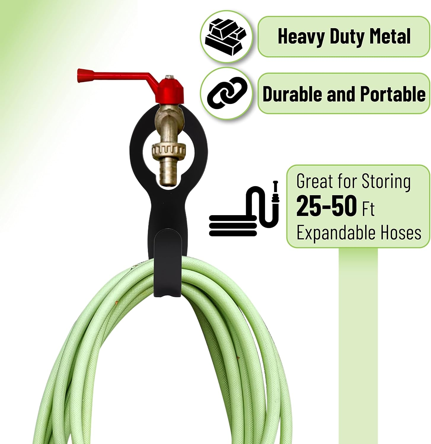 Metal Garden Hose Holder Fit for 50&rsquo; of 5/8&rdquo; Hose, Garden Hose Hanger, Water Hose Holder, Water Hose Holders for Outside, Portable Hose Holder, Hanging Hose Holder, Garden Hose Carrier