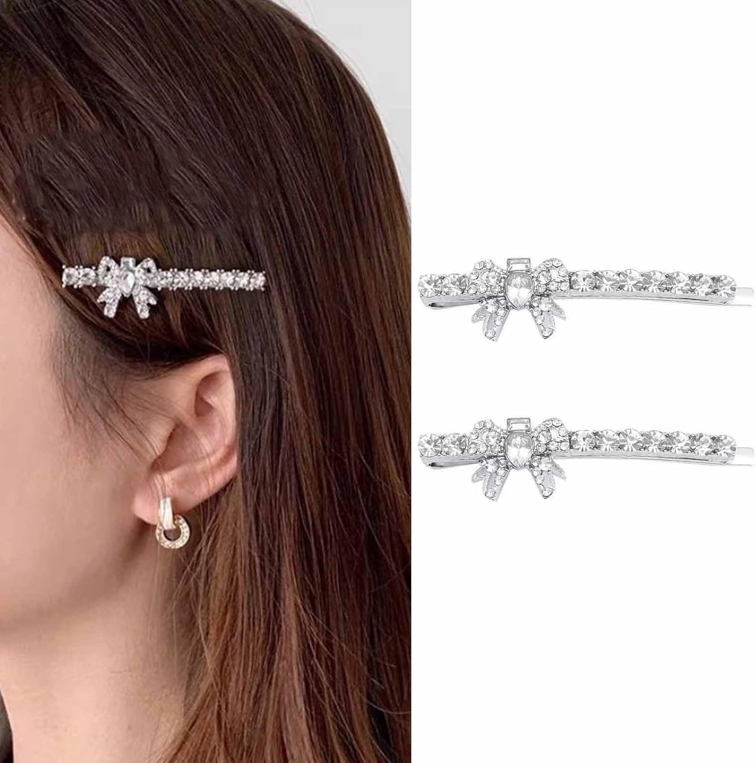 Butterfly Hair Clip for Women Crystal Butterfly Hair Pins Silver Butterfly Hair Barrettes Paved Butterfly Decorative Hairpin Accessories for Teen Girls Gifts (Style:B)