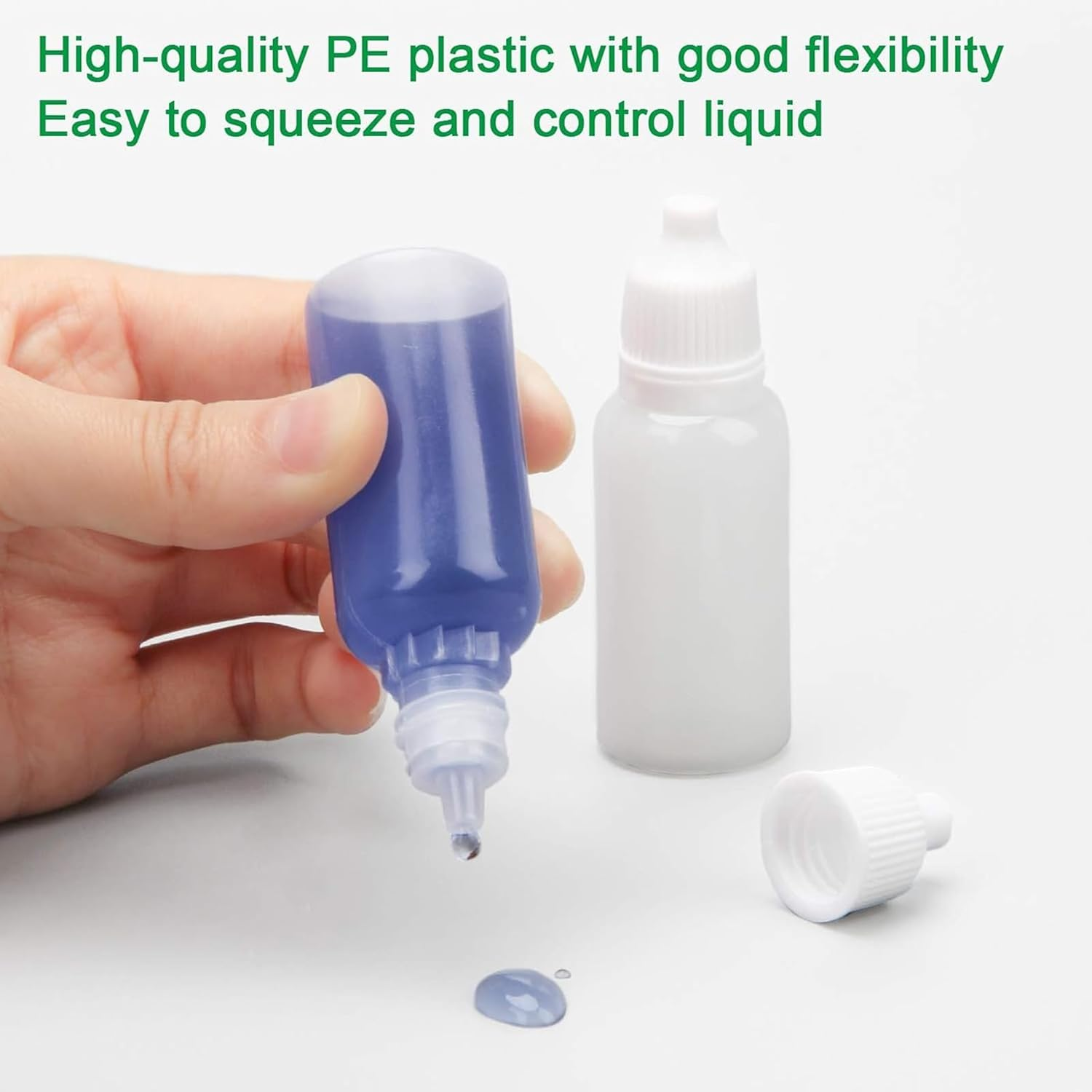 20Pcs 10Ml Squeezable Dropper Bottles White, with 1Funnel and 2 Dropper and 2Pcs 21 Stickers for Travel, Medical, Arts Crafts, Laboratory, Home image number 4