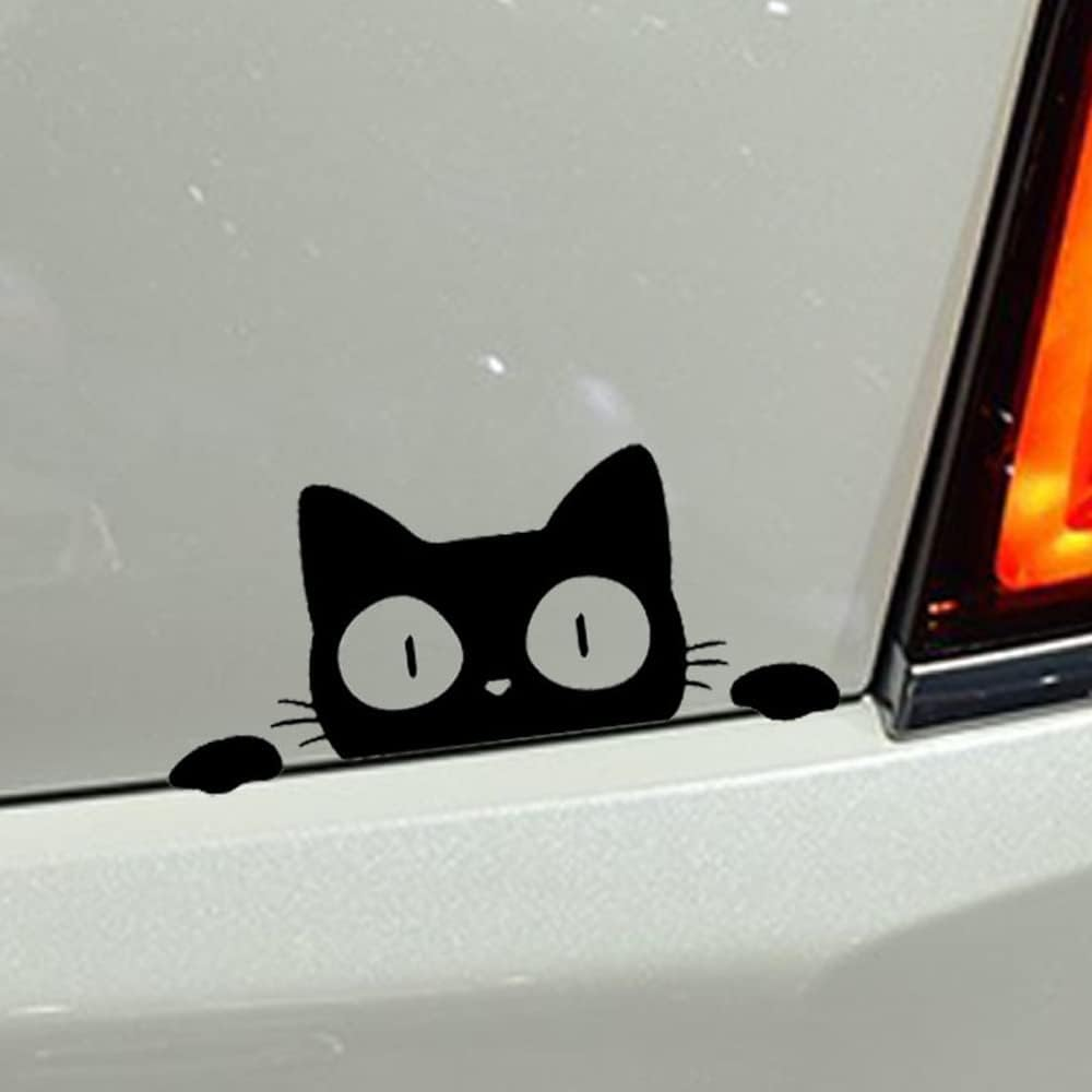 Reflective Reflective Car Sticker Cartoon Cat，Funny Black Cat Stickers,Cat Decal,Car Decal, Window Sticker, Suitable for Cars, Trucks, Laptops, Etc (Black) - Black image number 5