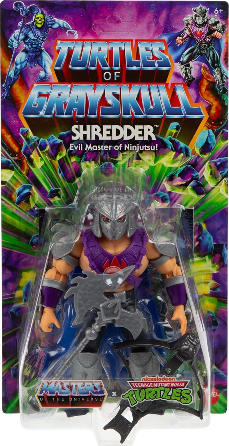 Masters of the Universe Turtles of Grayskull Shredder Action Figure Toy 16 Points of Motion TMNT and Motu Crossover Villain HTH10 image number 5