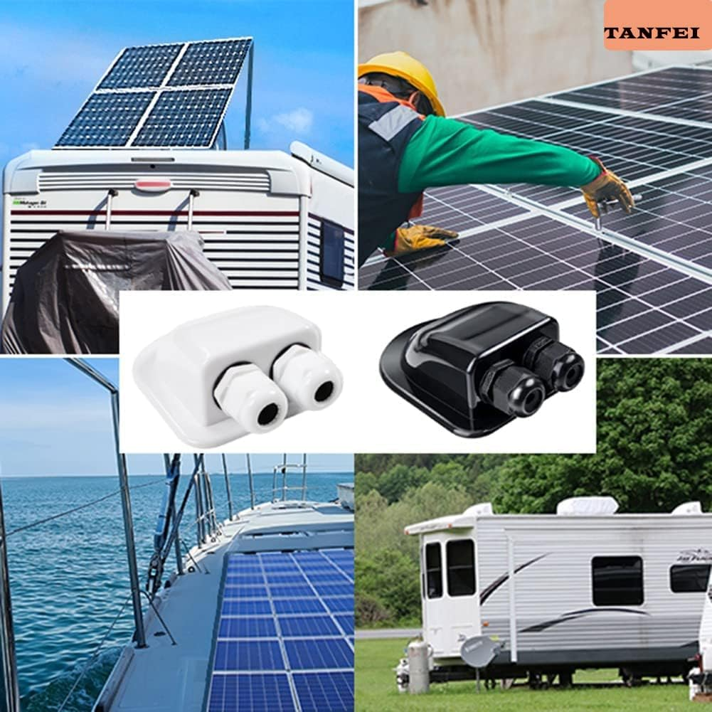 2 Pcs Solar Cable Entry Gland, Solar Panel Junction Box RV Caravan Boat Waterproof Cable Gland for All Cable Types (Dual Cable Entry, Black) image number 4