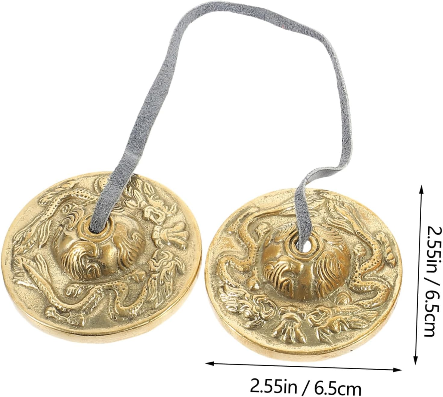 Minkissy Handmade Brass Meditation Cymbal Bell with Storage Bag, Copper Percussion Instrument for Yoga and Mindfulness, Double Dragon Design for Relaxation and Sound Healing Random Color image number 3