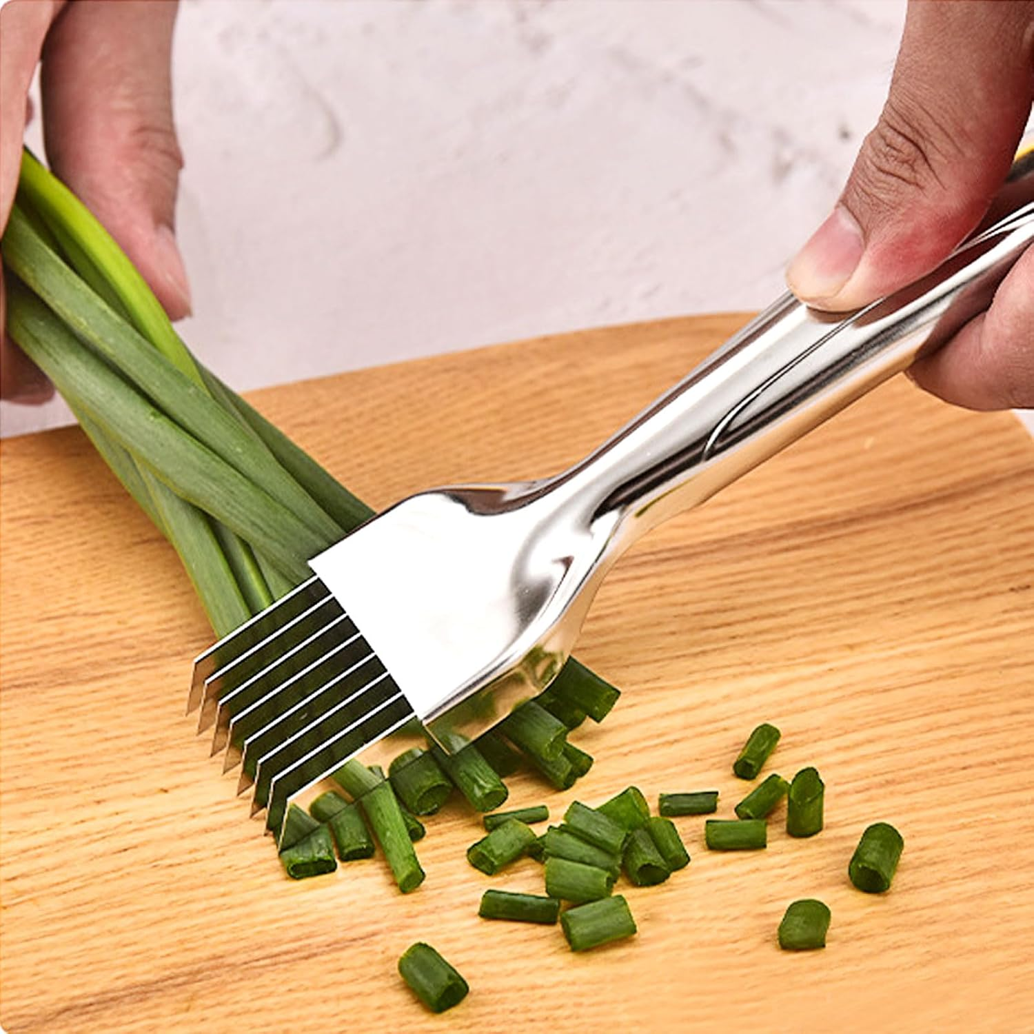 Scallion Cutter Shred,Green Onion Cutter Slicer, Stainless Steel Garlic Cheese Shredder, Kitchen Tool Slice Cutlery, Vegetable Chopper Tool for Home Kitchen Restaurant Gadgets (Eight Blades) image number 3