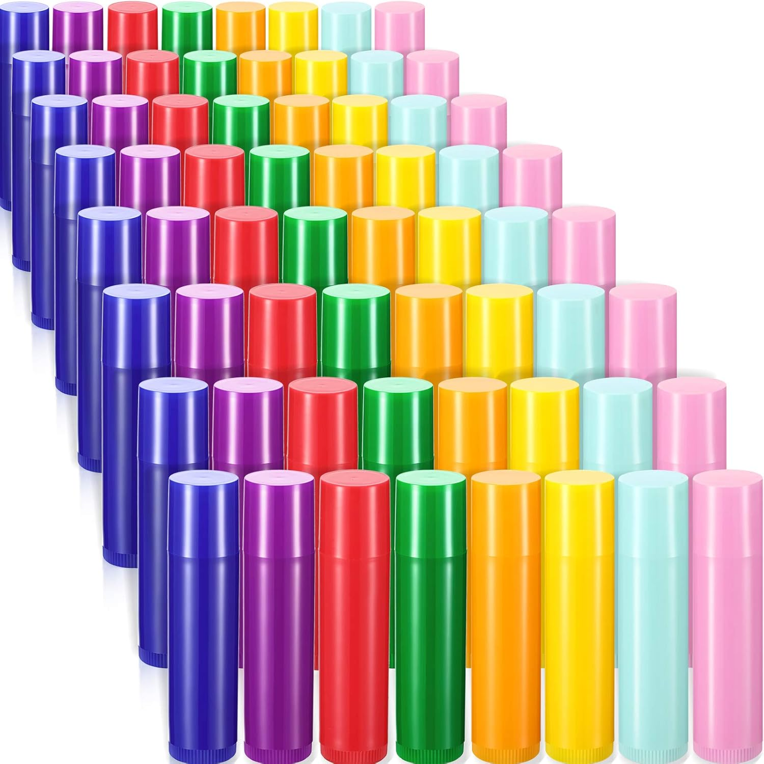 64 Pieces Lip Balm Tubes 5 Ml Empty Lip Gloss Balm Containers Refillable Rotatable Plastic Lipstick Tubes DIY Lip Gloss Balm Tube Holder for DIY Cosmetic, 8 Colors image number 4