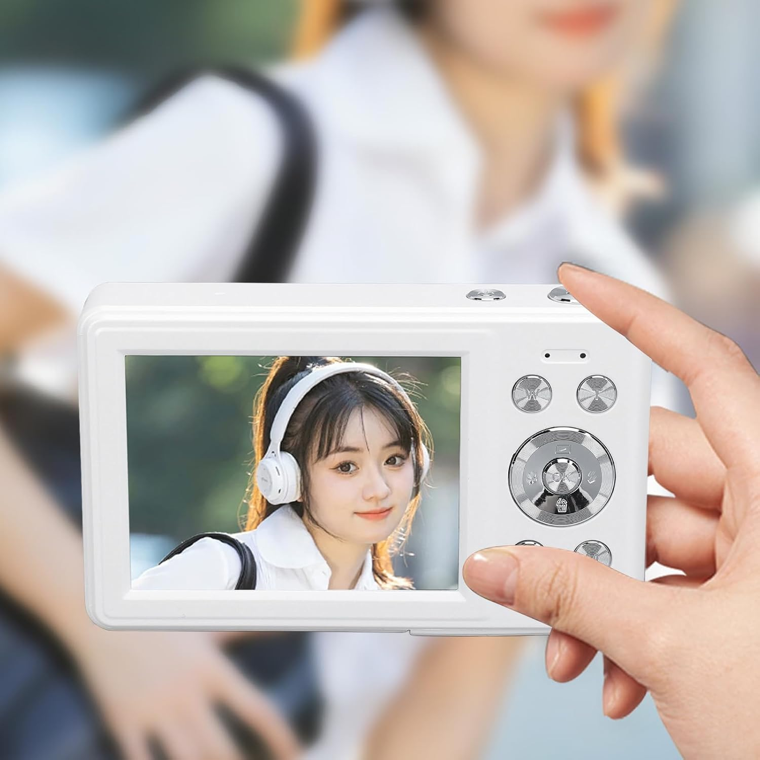 50MP 1080P Digital Camera - Autofocus, 8X Zoom, 2.8In Display Screen, Type C Fast Charging for Kids Teens Students (White and Orange) - Silver image number 5