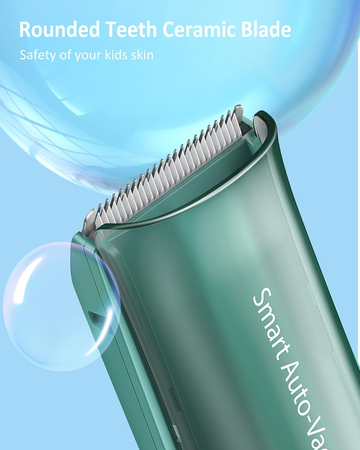 ENSSU Baby Hair Clipper,Vaccum Hair Clippers for Kids/Toddlers,Cordless Baby Hair Cutting Kit with Two Modes,Baby Hair Trimmer Haircut Machine in Large Hairs Storage Space,Rechargeable,Waterproof image number 2