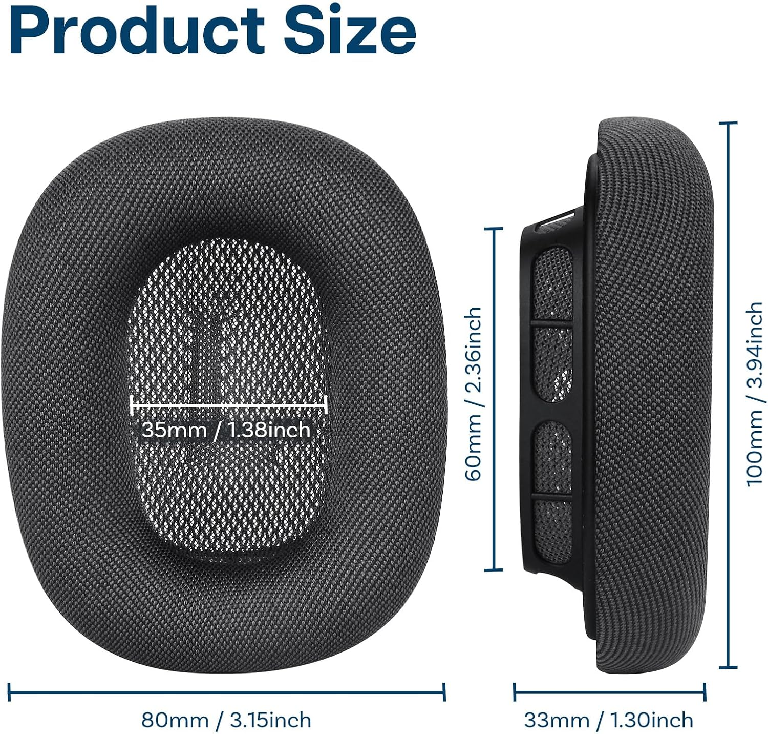 Ear Pads Replacement for Airpods Max Headphone by MMOBIEL - Mesh Fabric Ear Pad Cushions - Noise Isolation Earpads Replacement &ndash; Space Grey image number 6