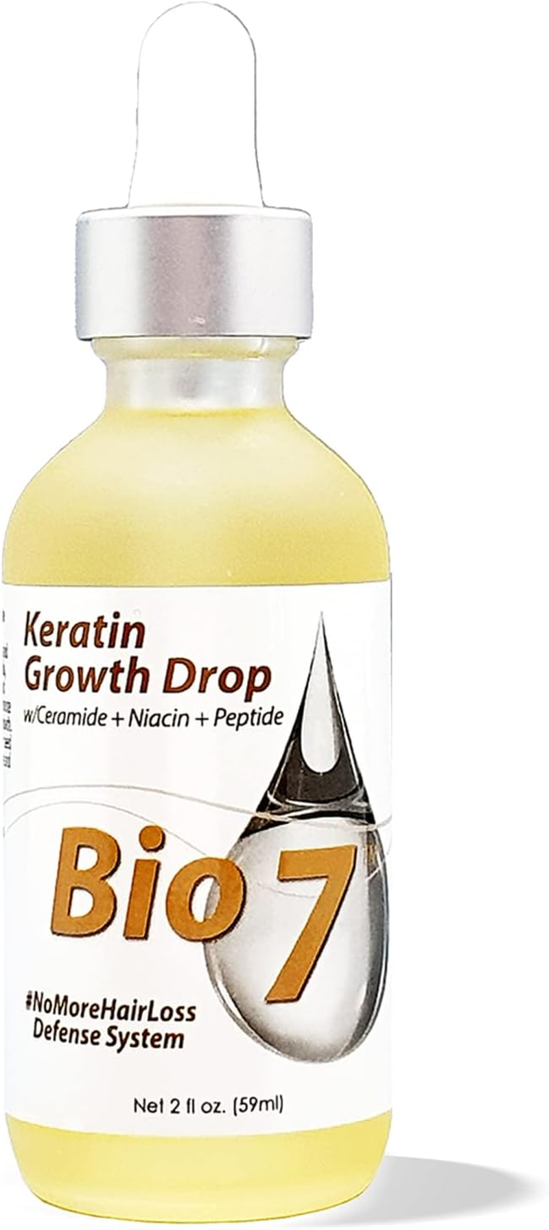 BIO7 KERATIN GROWTH DROP W/ CERAMIDE + NIACIN + PEPTIDE &ndash; 2 Fl Oz &ndash; Combines the Power of Hair Strengthening Keratin, Improve Scalp Condition for Hair Growth, Nourish Niacin and Grow-Promoting Peptide, Improve Silky Soft & Smoothness, No More Hair Loss Defense System - by Natures image number 3