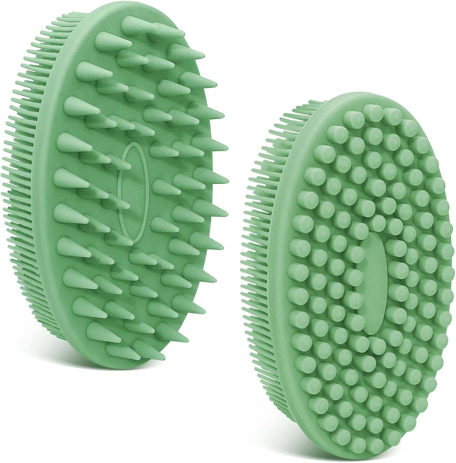 GEENOA Soft Silicone Body Scrubber 2PCS, Dual-Side Silicone Loofah for Shower, Gentle Loofa Alternative, Replaceable Brush Head to Be Used Alone or with Long Handle (Pinkx2)