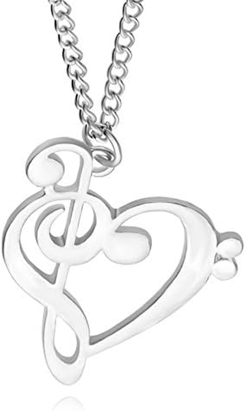 Music Note Gifts Necklace for Women Girls Musical Necklaces for Women Music Gifts for Daughter Christmas Birthday Gifts for Music Lovers Best Friend Silver Music Necklace image number 2