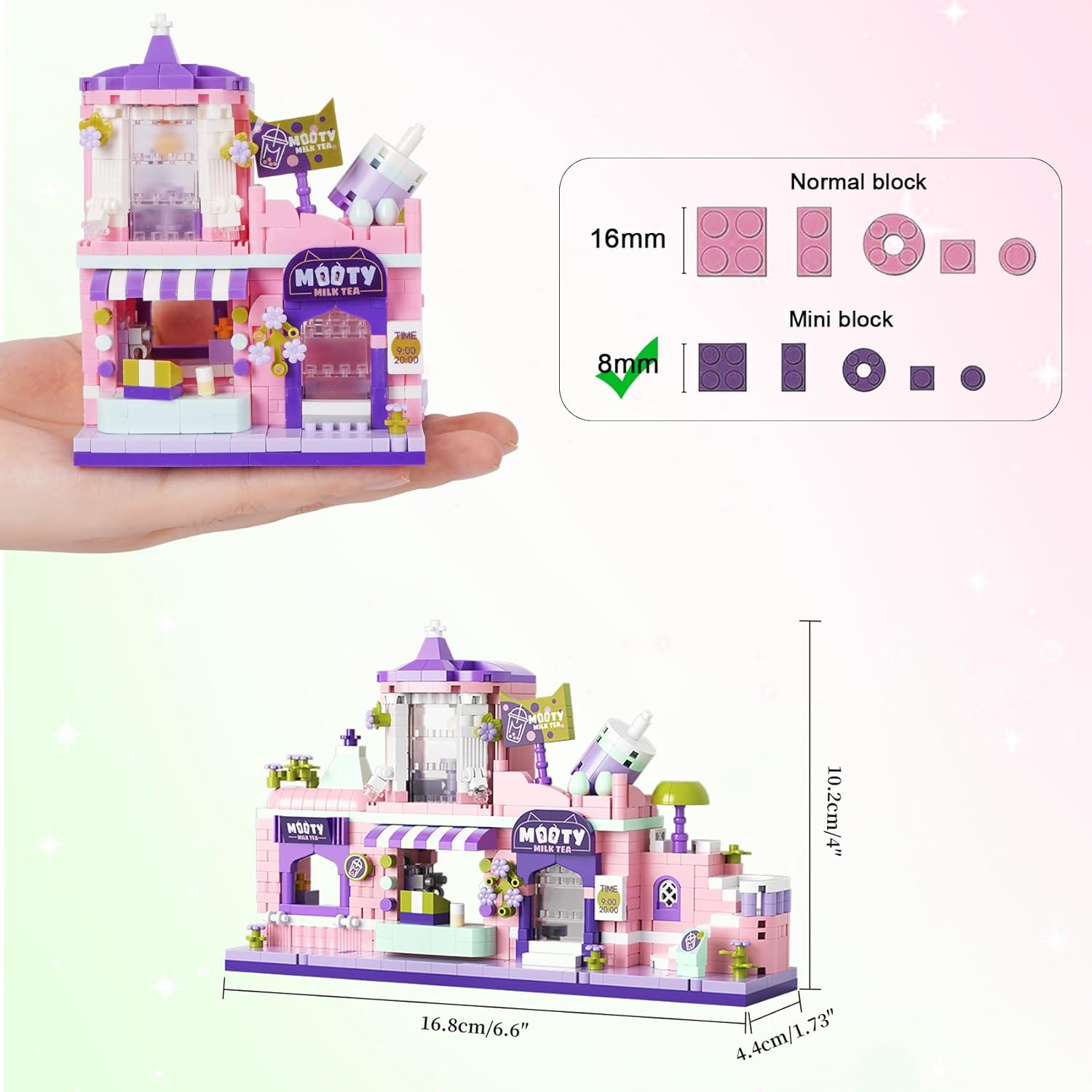 Geniteen Building Blocks Set, Flower Series Concept Store Building Set Model Kit and Gift for Kids and Adults，Gift for Birthday, Christmas and New Years (Milk Tea Shop) image number 6