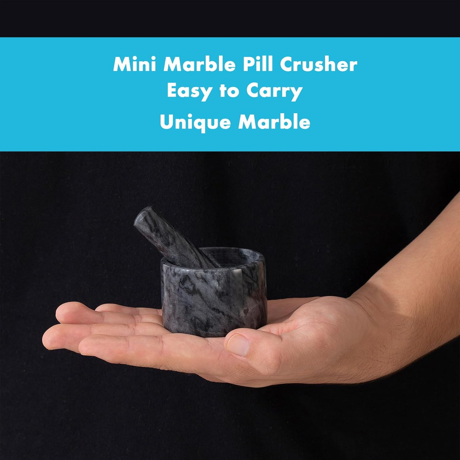 Pill Crusher, Mini Marble and Pestle Set, Pill Crusher Grinder Fine Powder, Arthritic Hands Pill Grinder