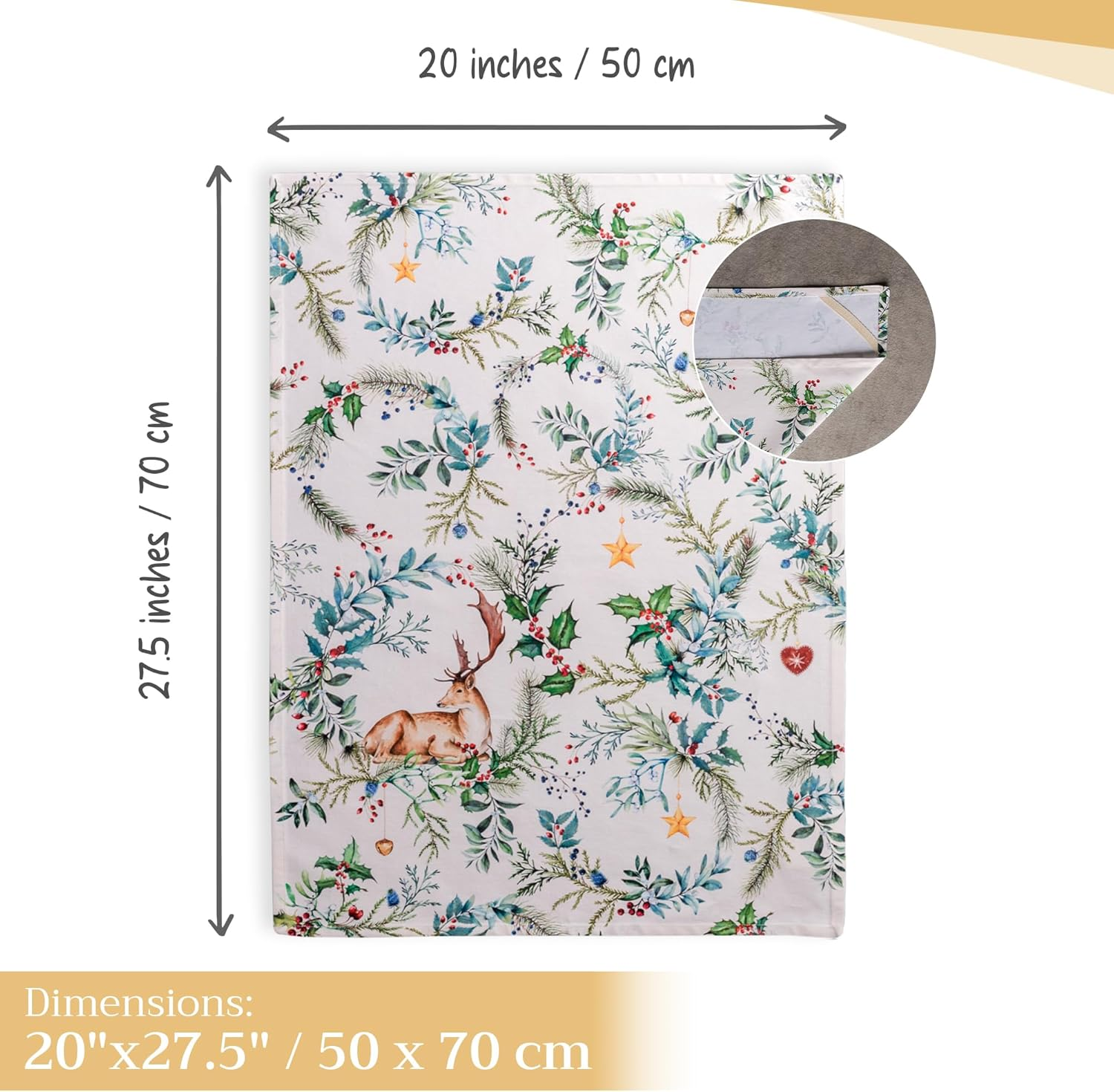 Maison D'Hermine Kitchen Towels Set of 3 100% Cotton 27.50" X 20" Reusable Cloth Tea Dish Towels Absorbent with Hanging Loop for Kitchen, Home, Dining, Cocktail Parties (Holly Time) image number 2