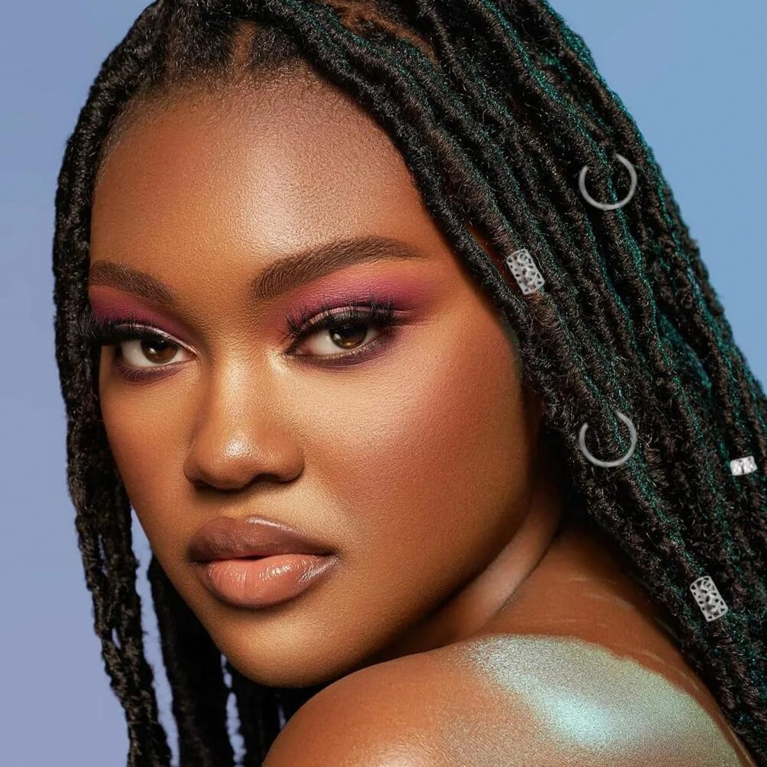 80 Pieces Silver Hair Accessories for Braids, Jewellery for Hair, Cuff Clips for Dreadlock Accessories, Hair Spiral Clips Hair Accessories for Dreadlocks for Men, Women, Girls and Boys Braids