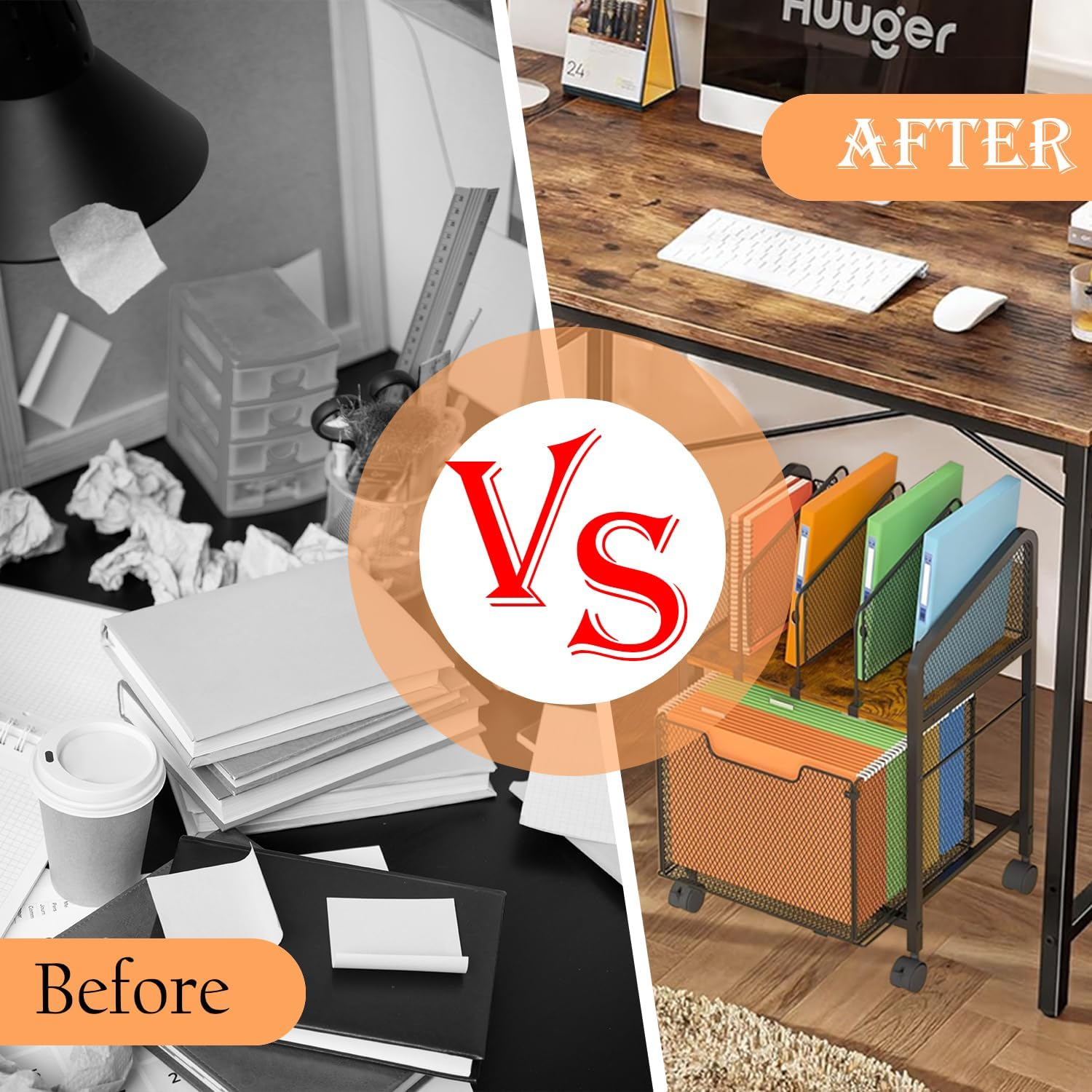 Mobile File Cabinet with Locking Wheels & Storage Drawer - Customizable Partition Hanging Folder Organizer, Compact under Desk Organization for Office Home Use image number 4