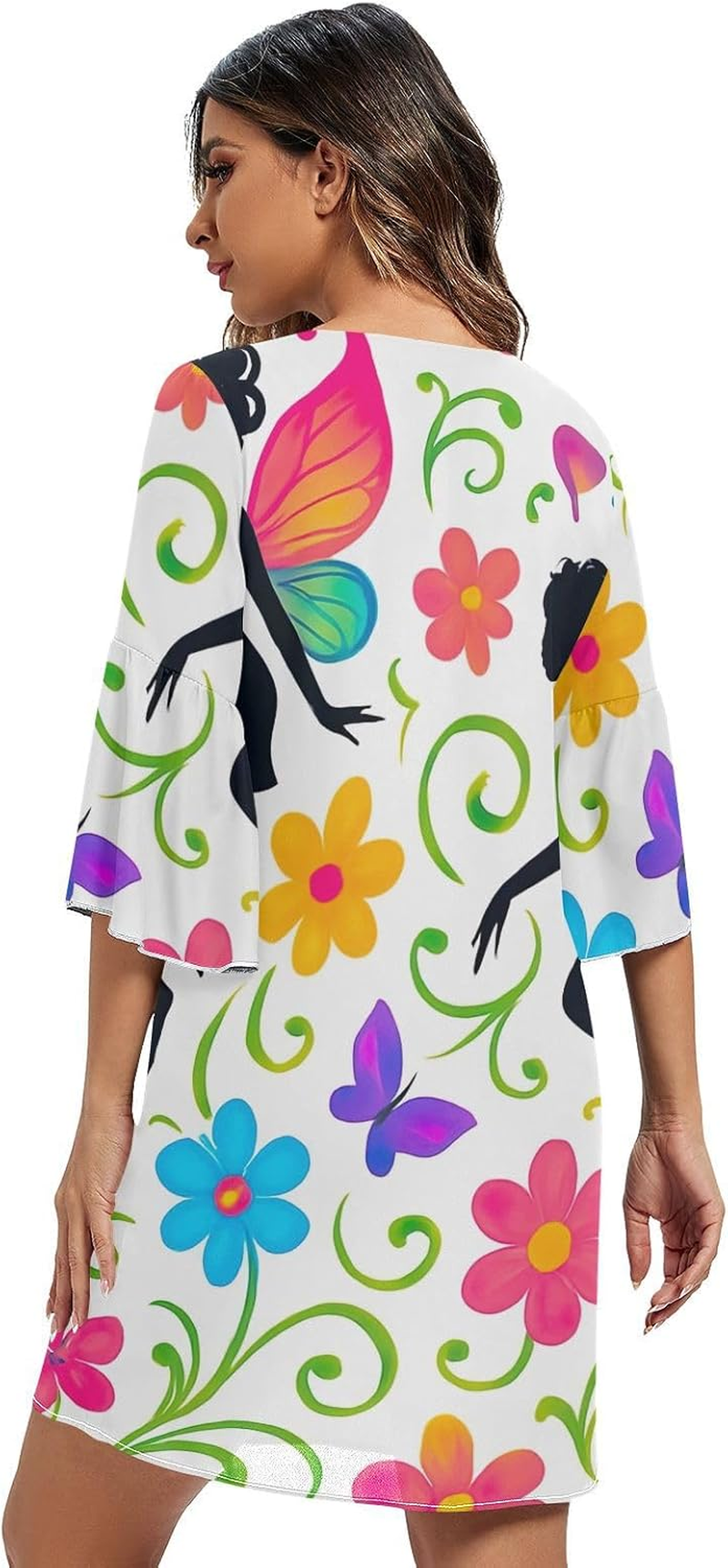 Fairy Butterfly Wings Chiffon Dress 3/4 Sleeve Maternity Dress Party