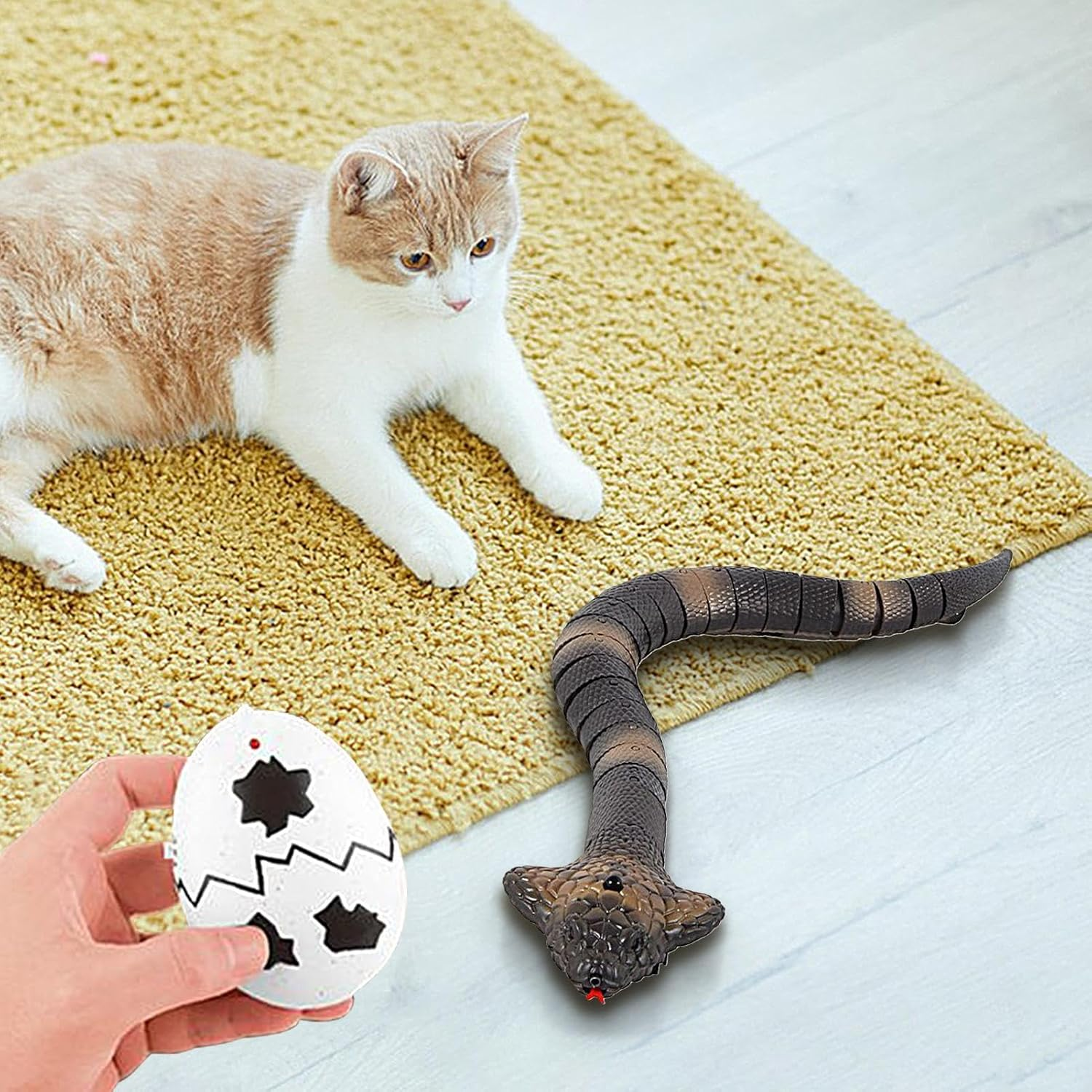 Remote Control Snake Cat Toy, Electric Cobra Cat Toy, Realistic Snake Toy, Smart Sensor Cat Toy, Obstacle Avoidance Toy, Interactive Cat Toy, Remote Control Cobra, Realistic Cat Play Toy, Double Funct image number 3