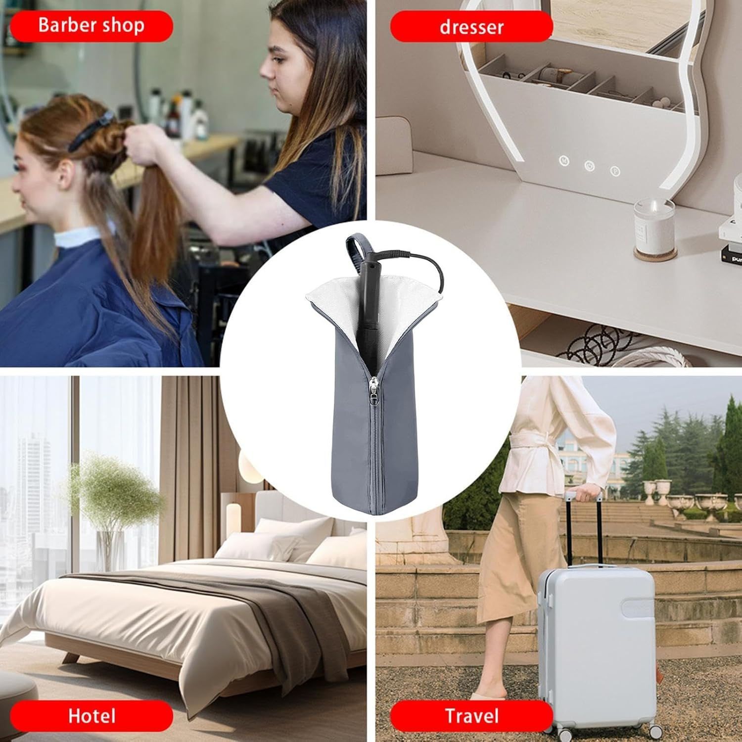 Hair Iron Holder - Hangable Iron Holder | Heat Resistant Storage Bag for Hair Straightener, Bathroom Pouch Organizers for Vanity Organization image number 2