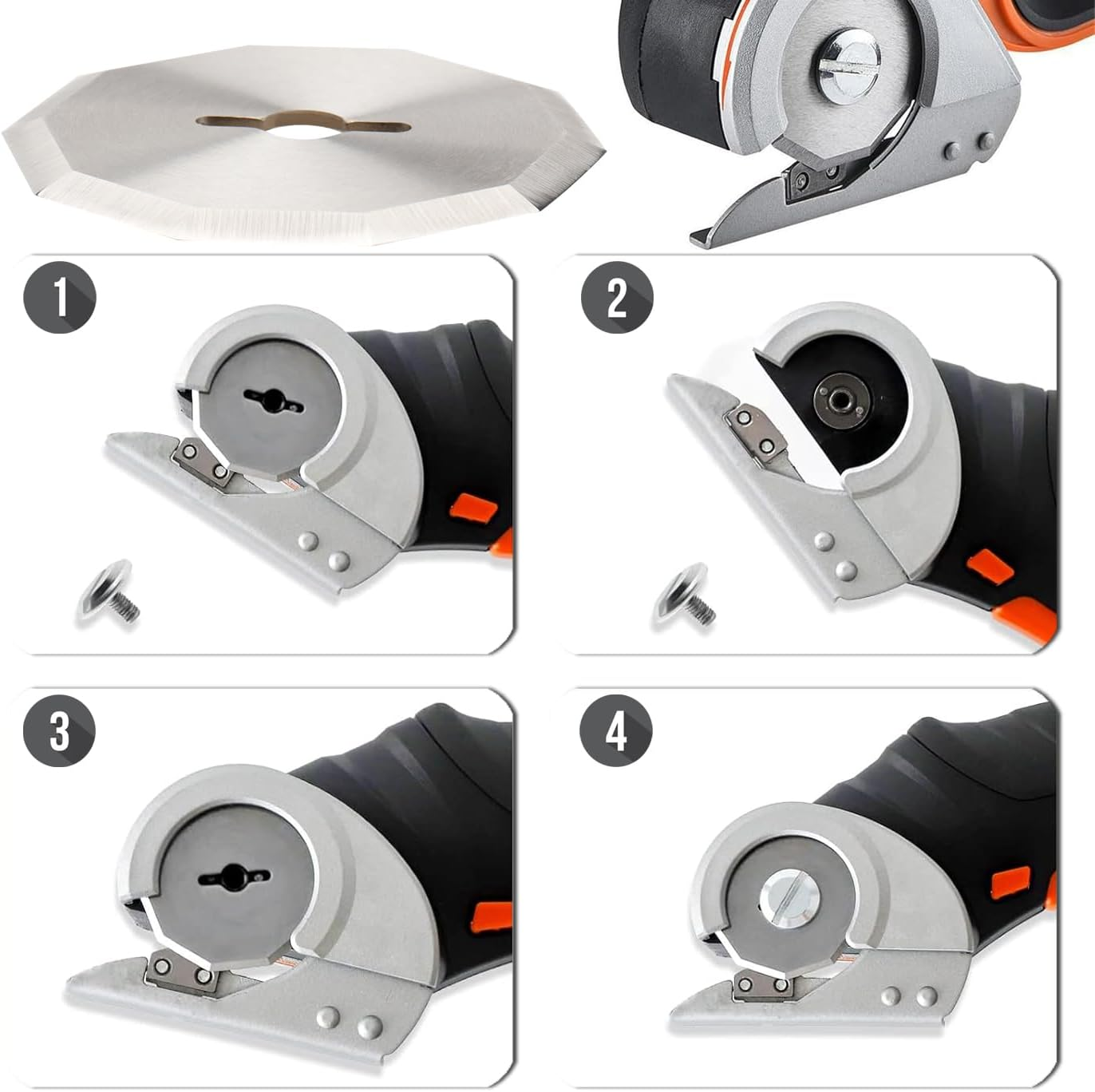 Bestgle 3 Pcs Replacement Rotary Cutter Blades Compatible with Worx WX082L 4V Zipsnip Cordless Electric Scissors, 10 Sides Cutting Rotary Knife Blade Refill for Fabric Cutting Quilting Sewing Tool image number 6