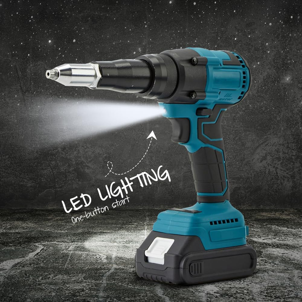 Electric Rivet Gun Brushless Electric Rivet Nut Gun Cordless Rivet Gun with Wrench, Automatic Blind Riveter Tool Electric Blind Riveter Tool Kit, Compatible for Makita Battery 18V image number 4
