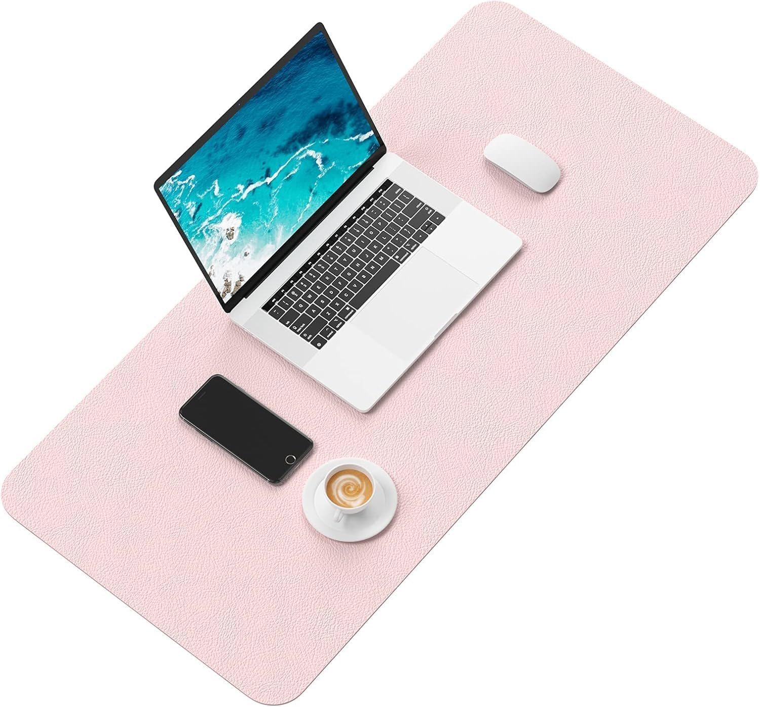 Miners2000 Desk Pad, 30" X 14" PU Leather Desk Mat, XL Extended Mouse Pad, Waterproof Desk Blotter Protector, Ultra Thin Large Laptop Keyboard Mat, Non-Slip Desk Writing Pad for Office Home (Pink) - Pink image number 2