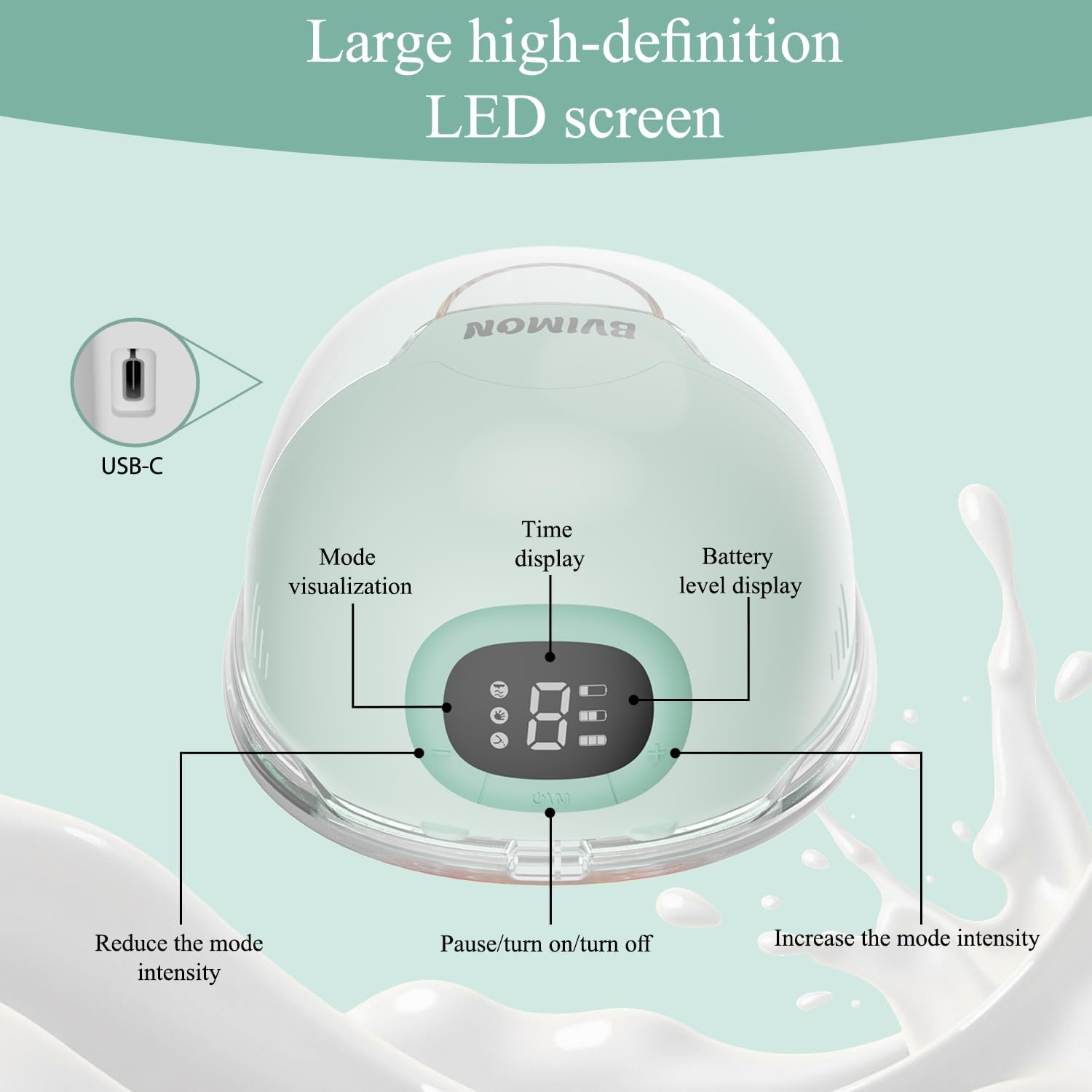 Wearable Breast Pump, Hands Freeelectric Breast Pump with Longer Battery Lifeled Display, Portable Low Noise Leakproof, 3Modes 12 Adjustable Levels, Comfortable Flangeinserts,Wearable Breast Pump (1) image number 2