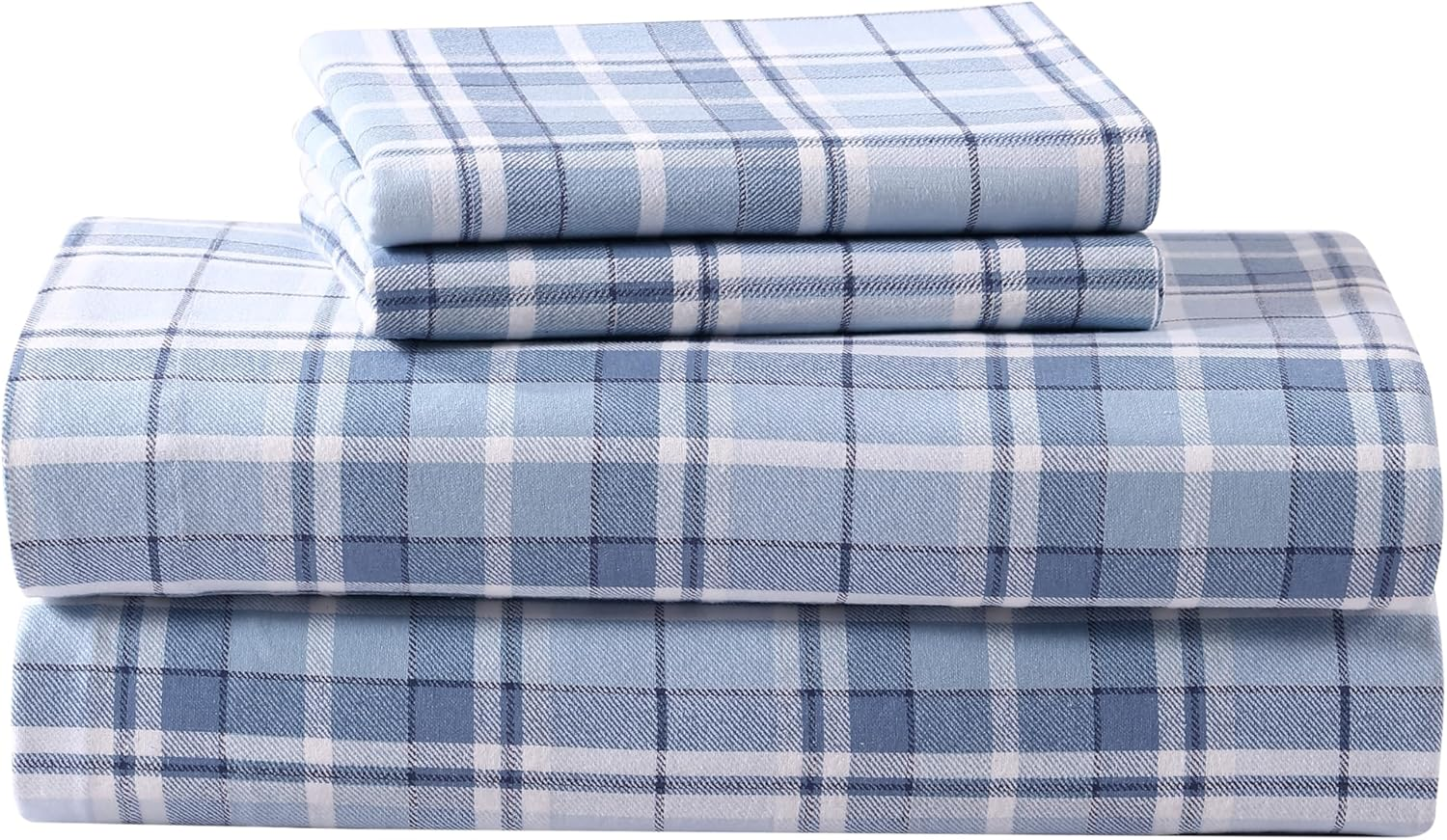 Laura Ashley Home - Queen Sheets, Cotton Flannel Bedding Set, Brushed for Extra Softness & Comfort (Mulholland Plaid Blue, Queen) image number 6