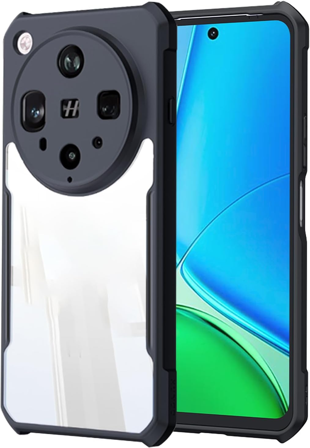 Guizzcg for Oppo A5 Pro 5G Case, Ultra-Thin Cover Soft TPU Bumper + Acrylic Clear Back Military Grade Airbags Shookproof Drop Protection,Black image number 1
