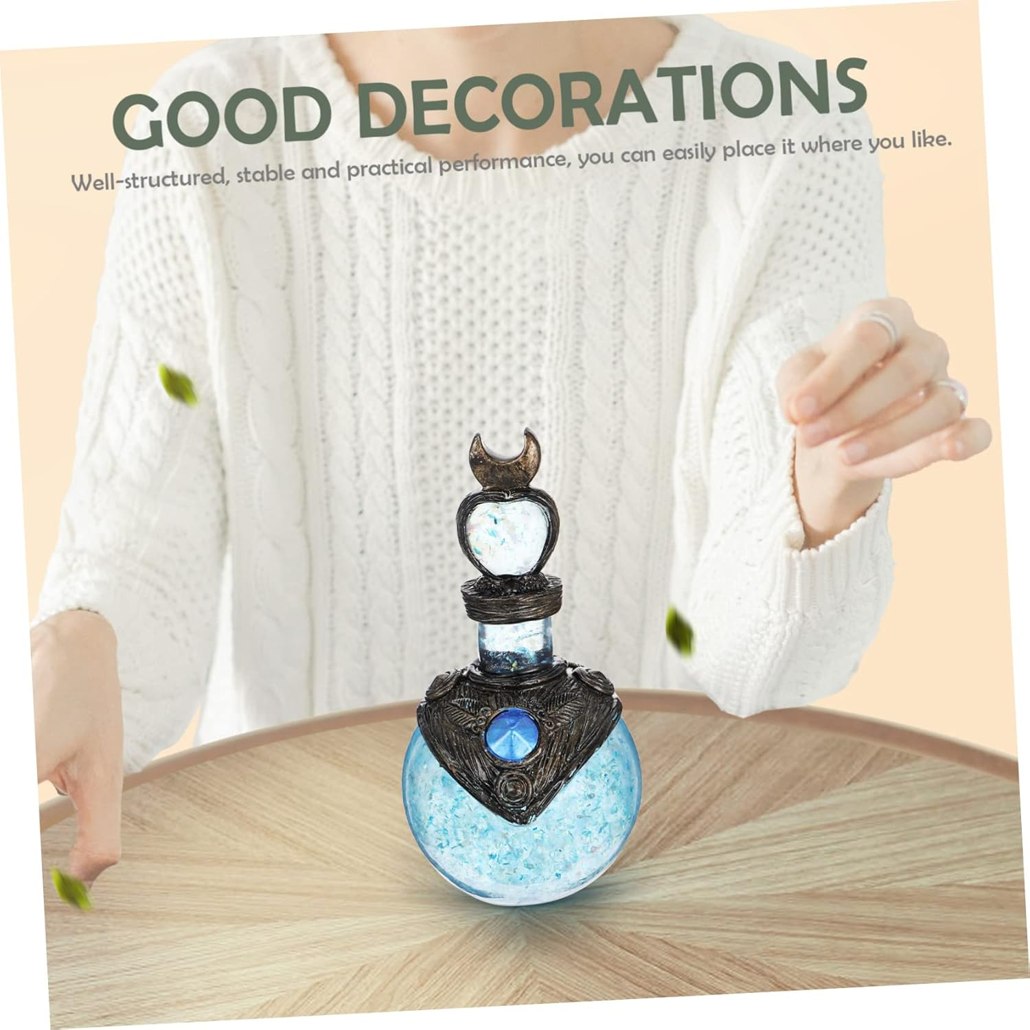 Alasum 1Pc Delicate Shiny Bottle Figurine Creative Mermaid Moonlight Decor for Home Unique Indoor Ornaments to Add Warmth and Style to Your Space for Art Lovers - Blue image number 5