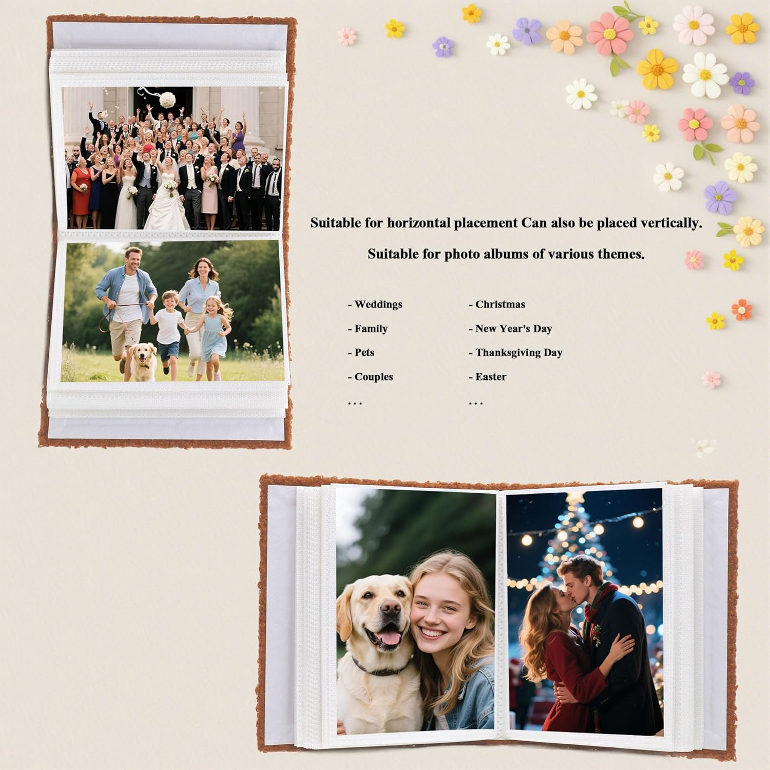 Photo Album 4X6-50 Pages Holds 100 Photos, Teddy Velvet Cover with Bear Embroidery for Wedding Kids Travel Family Baby Pictures (Bear Body)