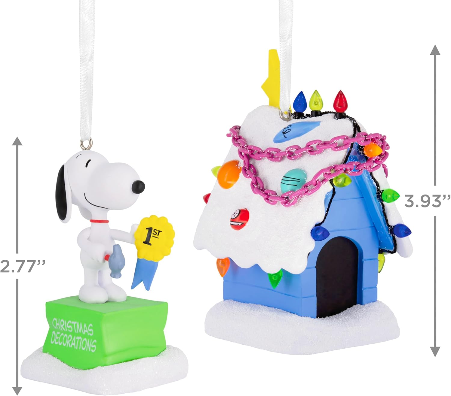 Hallmark Peanuts Snoopy and Holiday Doghouse Christmas Ornaments, Set of 2 image number 6