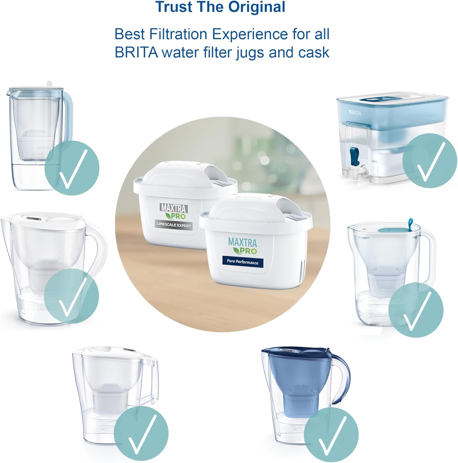 BRITA MAXTRA PRO Pure Performance Water Filter Cartridges, Reduces Chlorine and Limescale, Fits All MAXTRA Jugs and Flow Systems, Bio-Based Plastic, 2 Pack image number 5