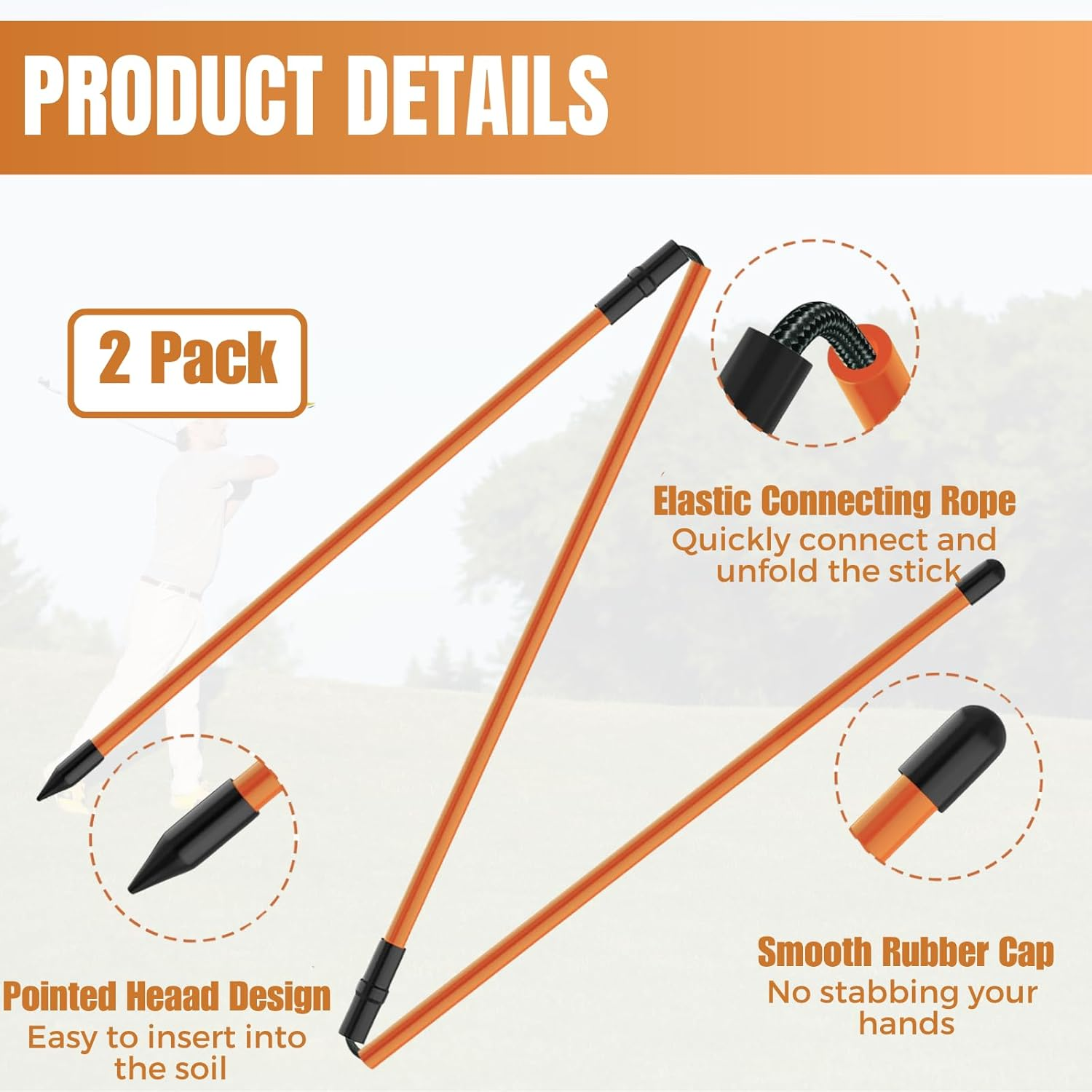 2 Pack Golf Alignment Sticks - Collapsible Golf Practice Rods for Aiming, Putting, Full Swing Trainer, Posture Corrector with Clear Tube Case, Golf Training Equipment image number 6