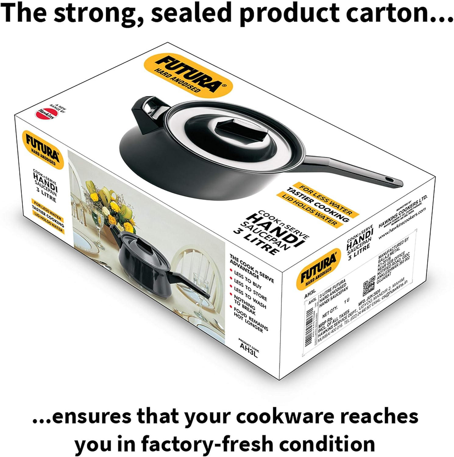 Futura Hard Anodised Handi, 3 Litres. image number 6