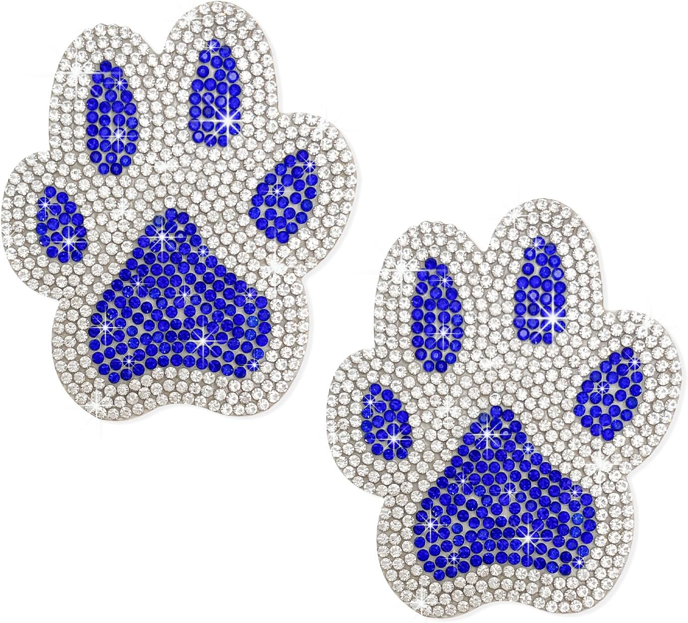 2 PCS Bling Dog Paw Sticker, Sparkly Crystal Rhinestone Paw Print Decals for Car, Cute Paw Sticker of Badge Bumper Luggage Laptop Emblem Decoration, Universal Car Accessories (Pink)