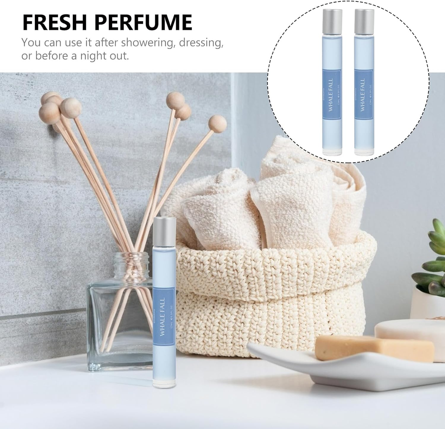 TEHAUX Roll-On Perfume Body Fragrance 2Pcs, Fresh White Tea Scent, Deodorant for Women and Men, Suitable for Daily Use and Travel image number 2