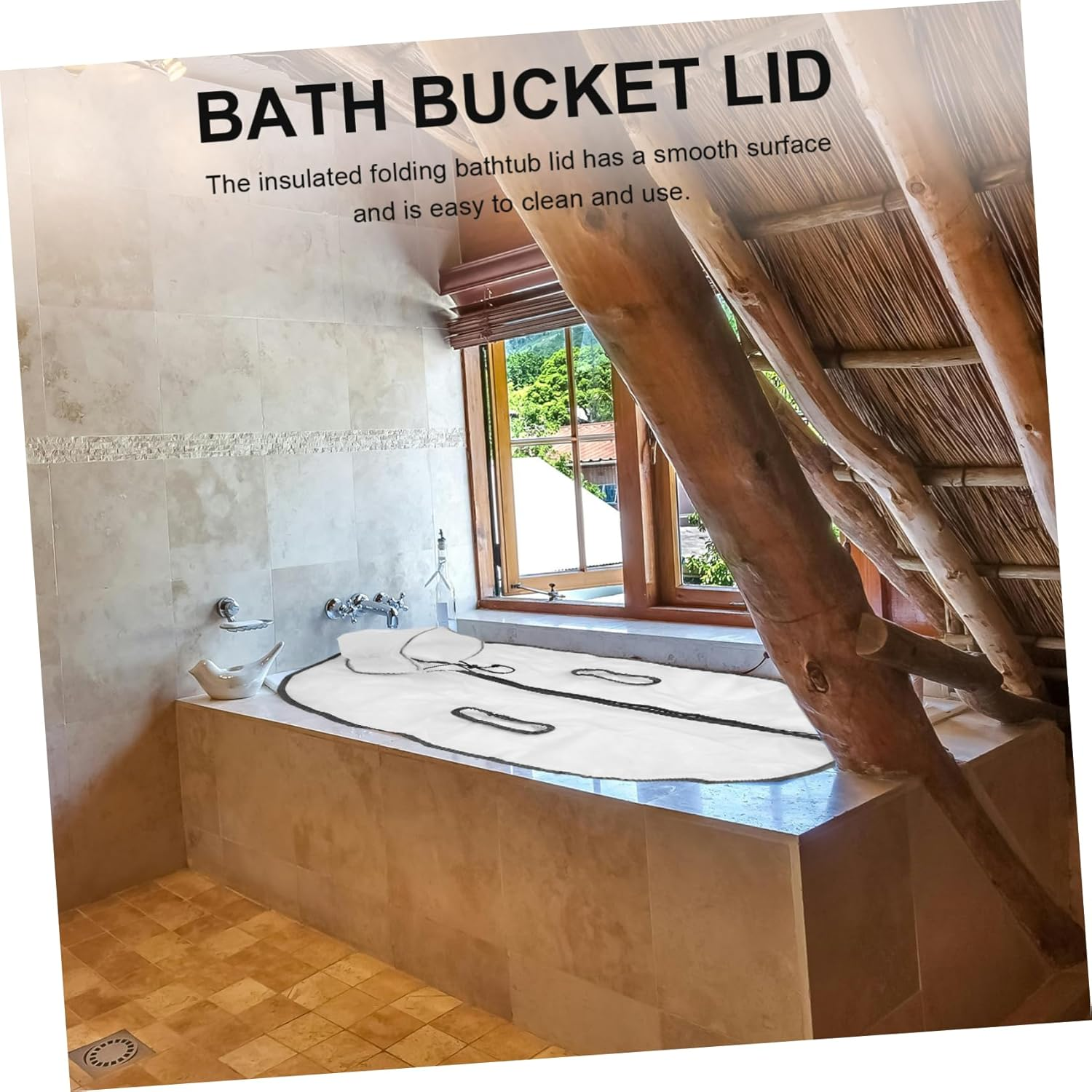 Cabilock Foldable Bathtub Insulation Cover Replacement Bathtub Lid for Soaking Bucket Spa Tub Lid Foldable Design Insulated Bath Basin Cover for Warm Bath