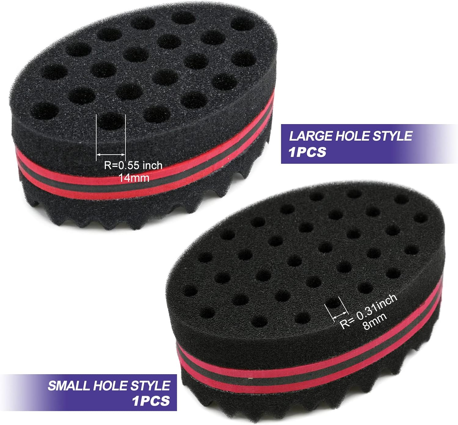 Senzee Hair Sponge Brush, Afro Curl Sponge Brush for Curls Dread Coils Hair Twist Wave Sponges Curling Brushes Small & Big Holes 2 Pcs image number 5