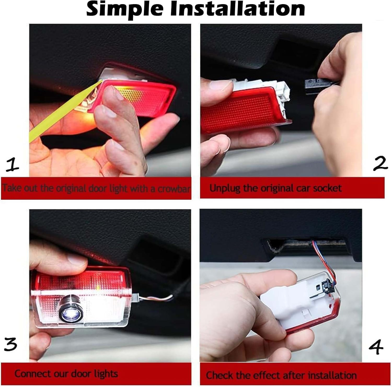 2 Pcs Car Door Lights Logo Projector Puddle Lights Laser Projector Lights Ghost Shadow Welcome Lamp Courtesy Light Compatible with a B C E M GL GLA GLC GLE Class Accessories image number 2