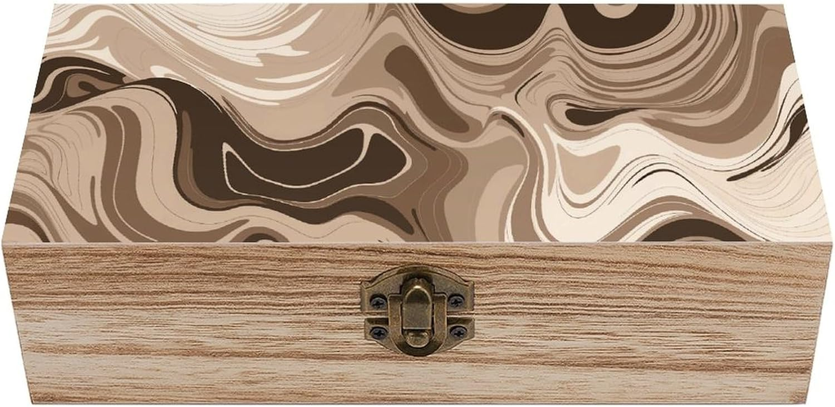 Taupe and White Wooden Box Wood Wedding Keepsake Boxes with Lids Small Decorative Boxes Lightweight Wooden Memory Storage Box for Crafts Keepsakes Jewelry Photo Letter Storage image number 6