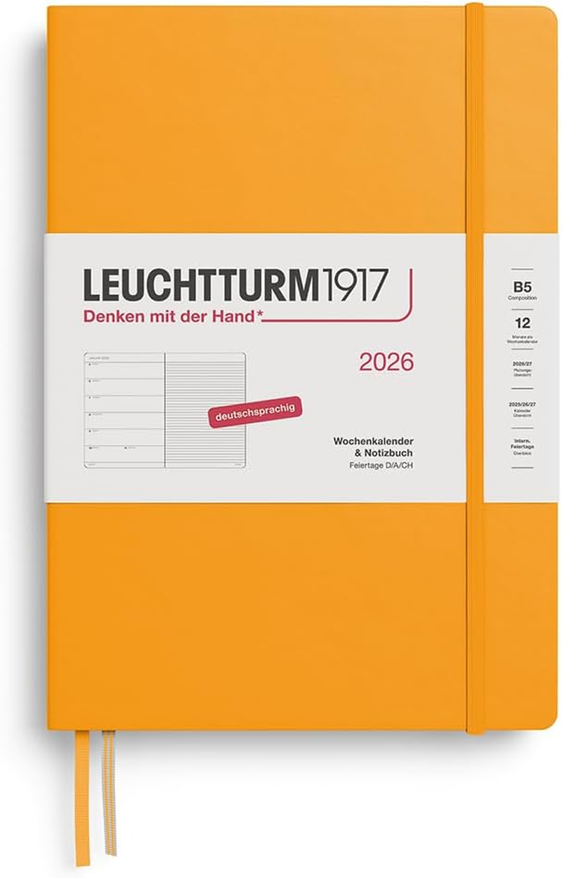 LEUCHTTURM1917 372460 Weekly Calendar & Notebook Master (A4+) 2026, 12 Months, Port Red, German image number 2