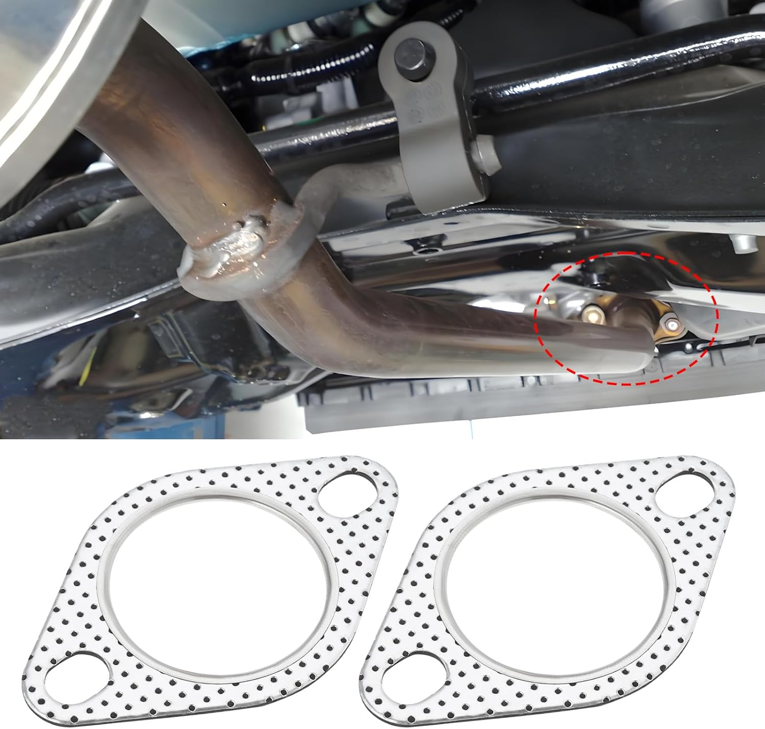 2Pcs 2 Inch Exhaust Pipe Interface Flange Gasket 2-Hole Steel Exhaust Turbine Manifold Lower Manifold Hole Spacing 85Mm Suitable for 51Mm Exhaust Pipe image number 1