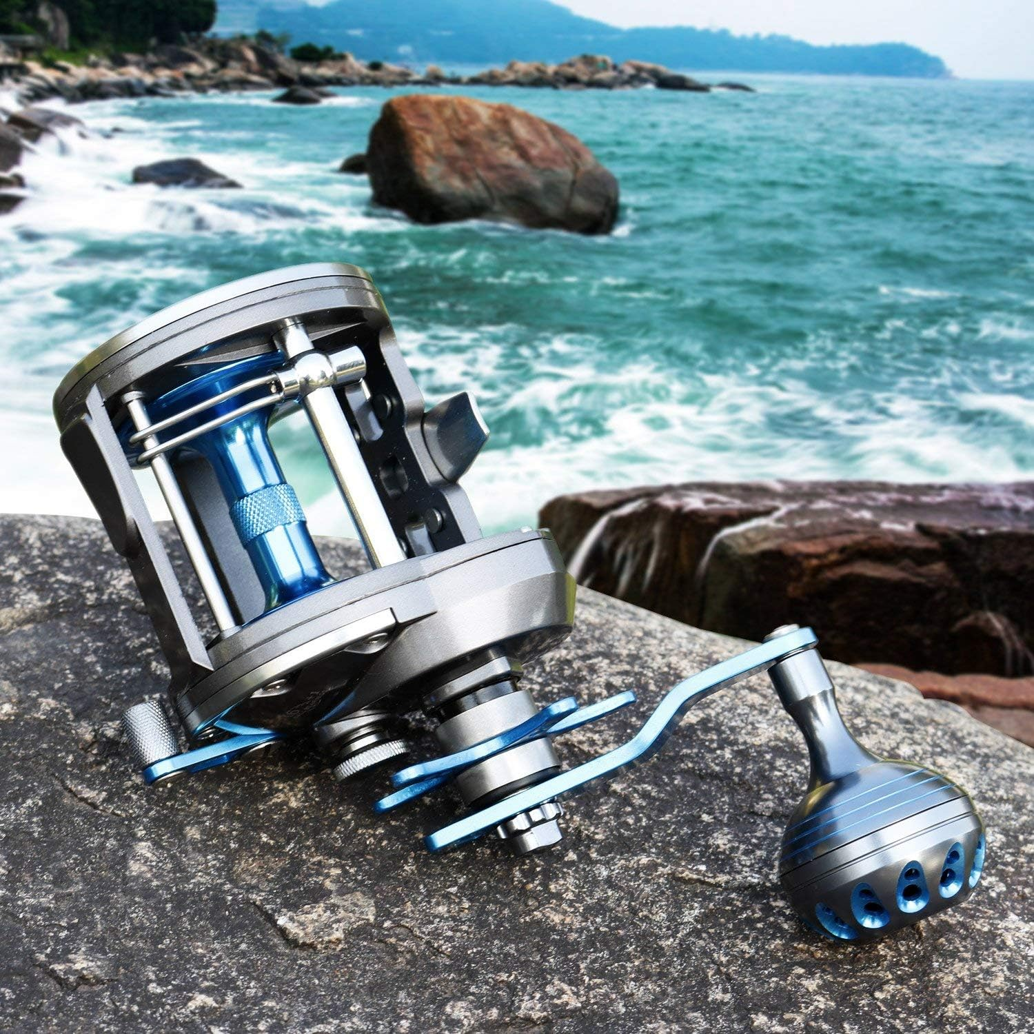 Trolling Reel Saltwater Level Wind Reels, Drag Reels Boat Fishing Ocean Fishing for Sea Bass Grouper Salmon - Sha40 image number 5