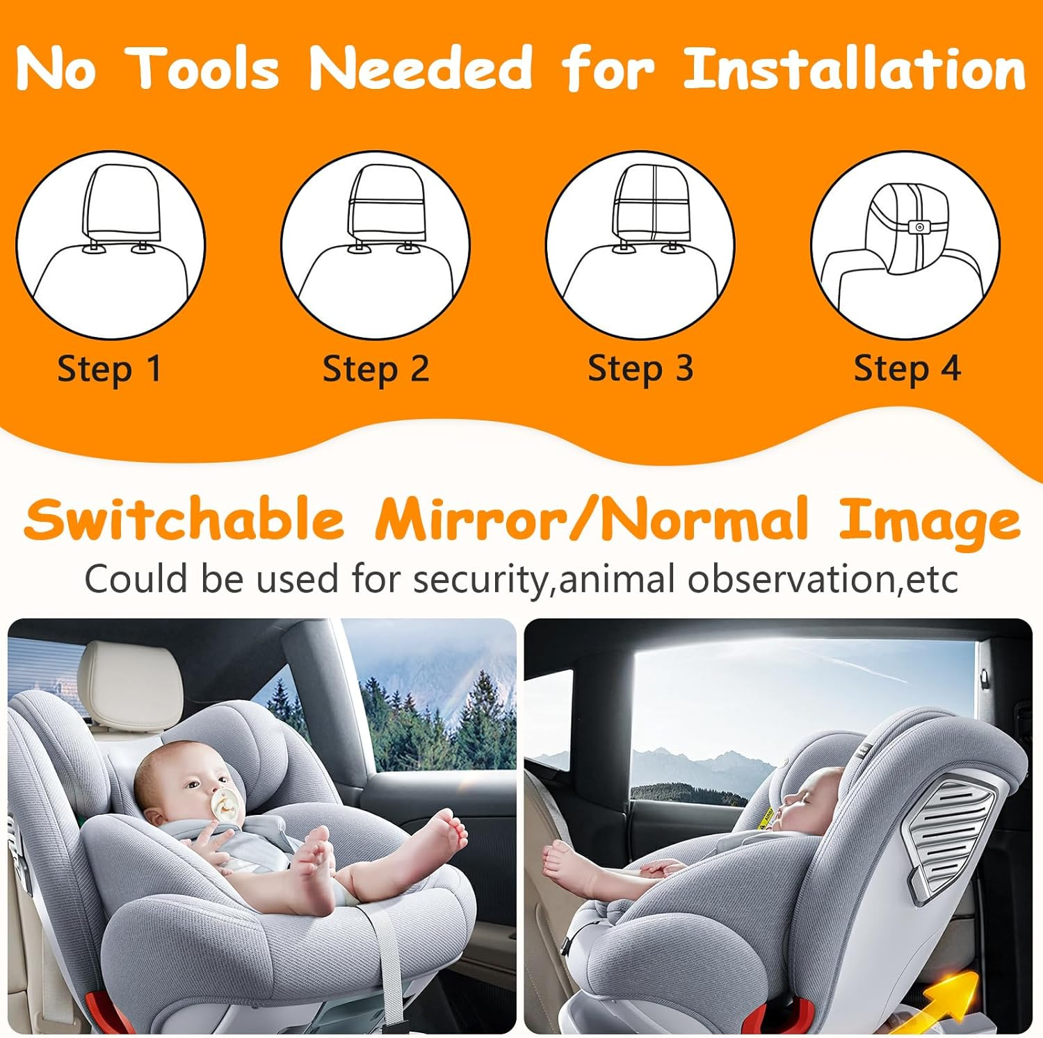 2-Kids Baby Car Camera for Seat: 6.9 Inch Ultrawide Display with Two Cameras Rear Facing - USB Powered Backseat Camera HD 1080P Easy to Install image number 6